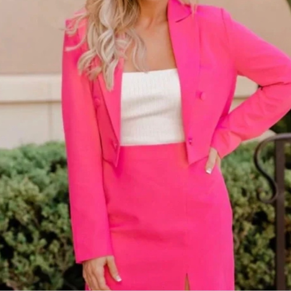 Pink Lily- Hot Pink Cropped Blazer- Size Medium